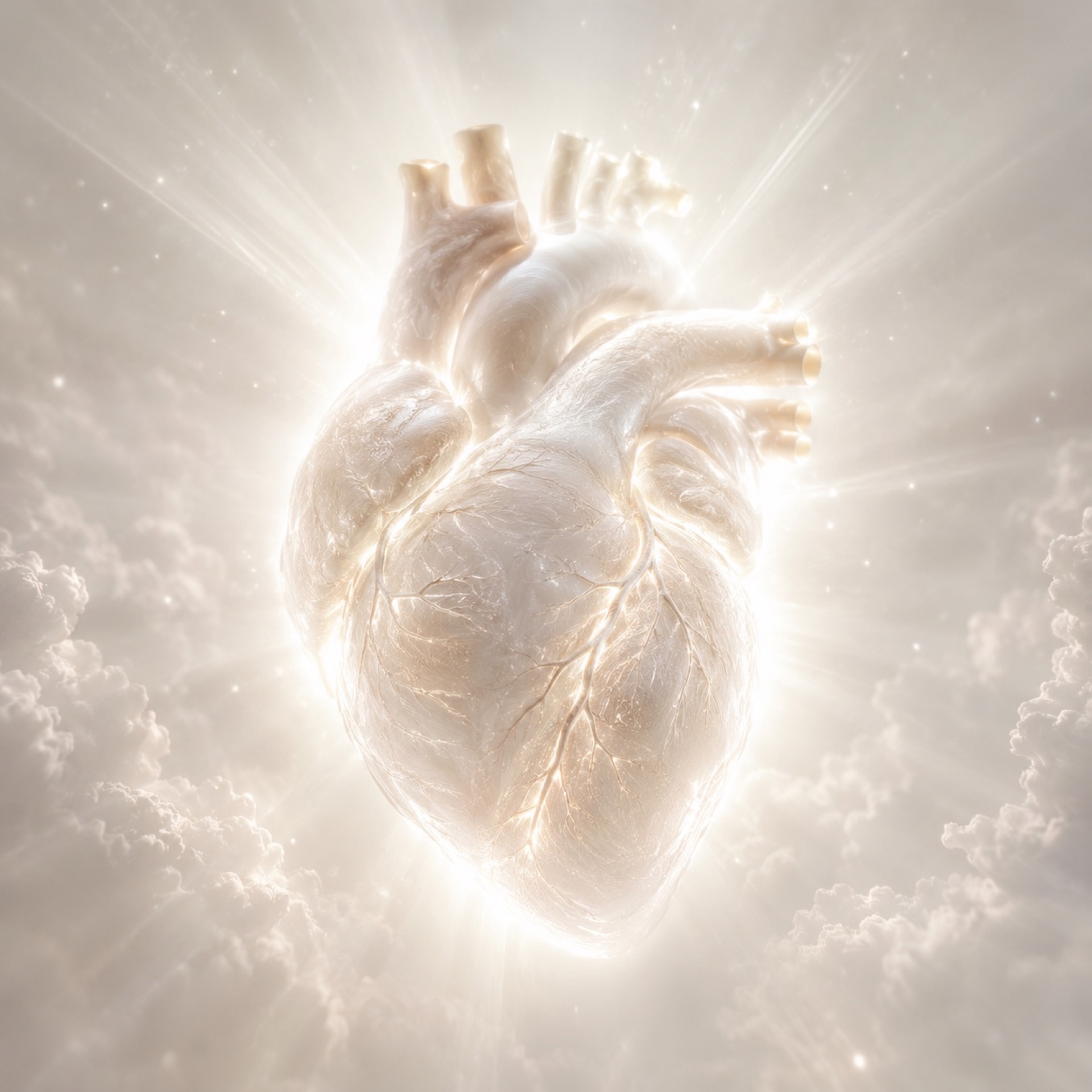 Corazón blanco iluminado. Tema: La creencia